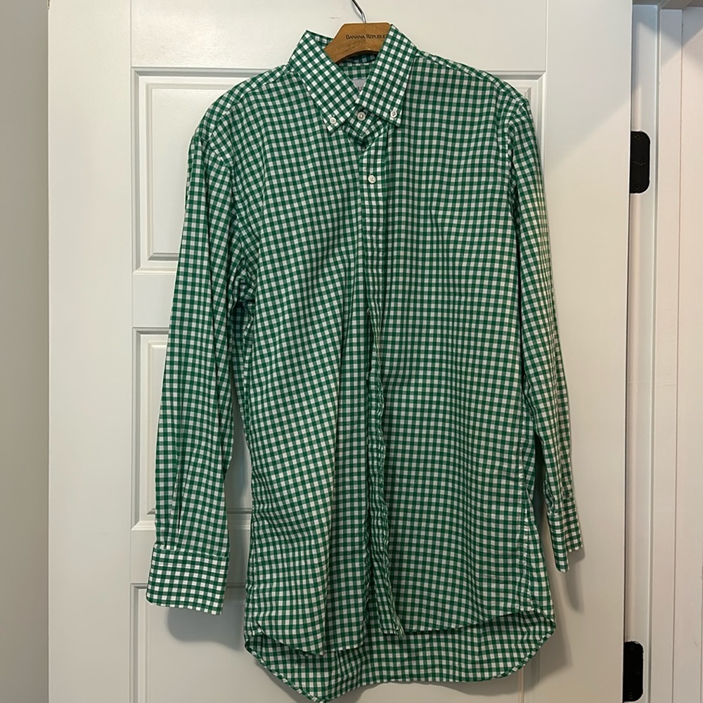 Ledbury button down.  Size 16.5.  Green gingham check